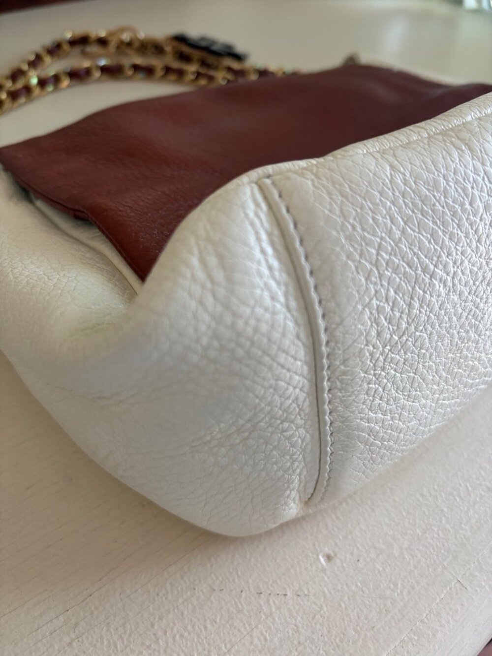 Vintage Tory Burch Leather Convertible Shoulder Chain Link Crossbody Handbag - Picture 12 of 14